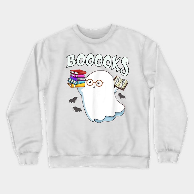 Cute Boo Read More Books Ghost Teacher Librarian Reading Crewneck Sweatshirt by LEMOUS TEES